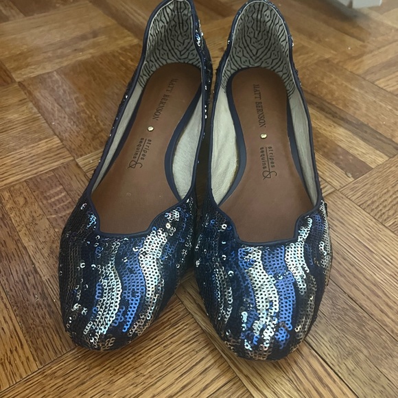 Matt Bernson sequin flats, blue & silver - Picture 2 of 5